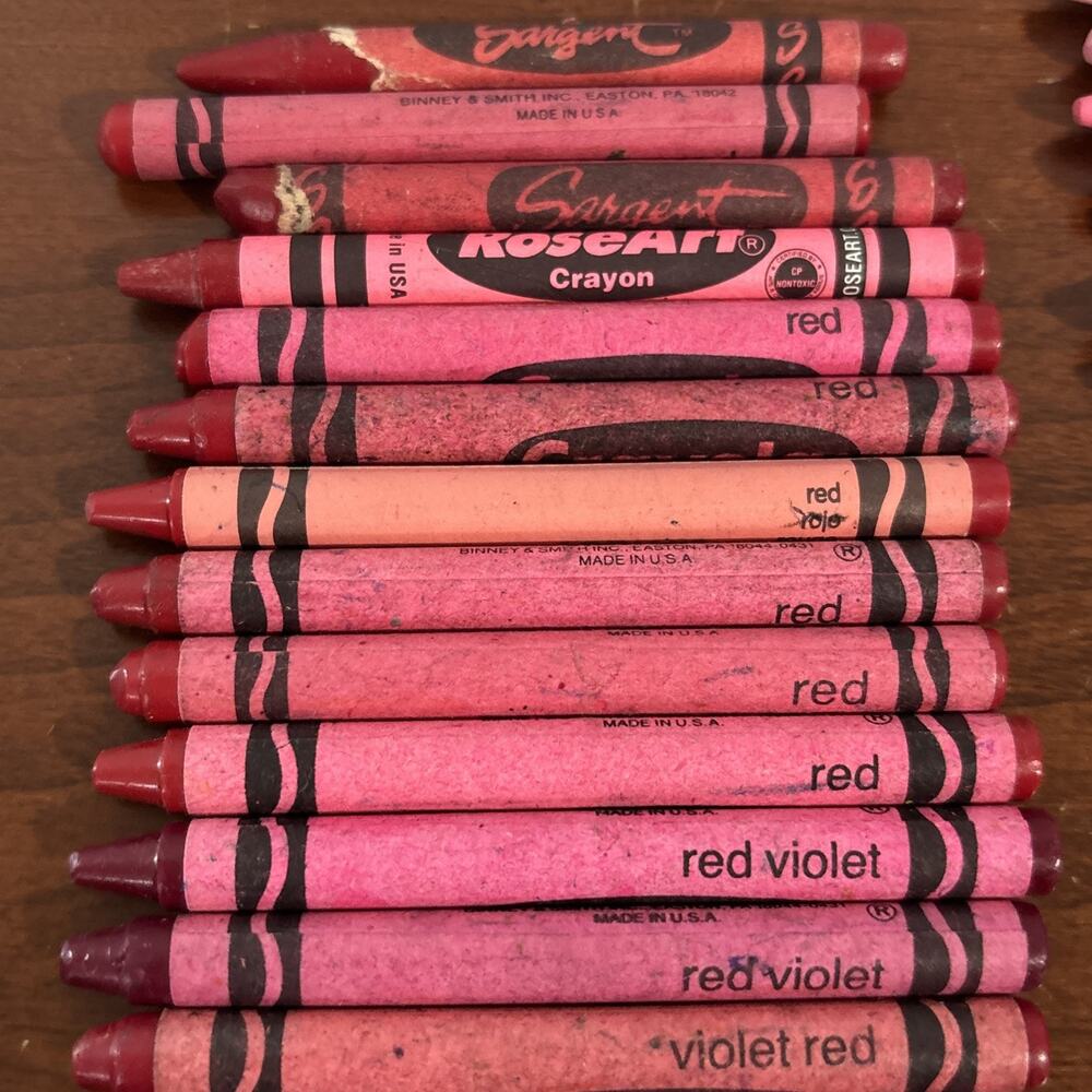 Crayola Crayons Vintage 90s Retired Binney & Smith Red Orange Thistle Pink Lot - Picture 2 of 12